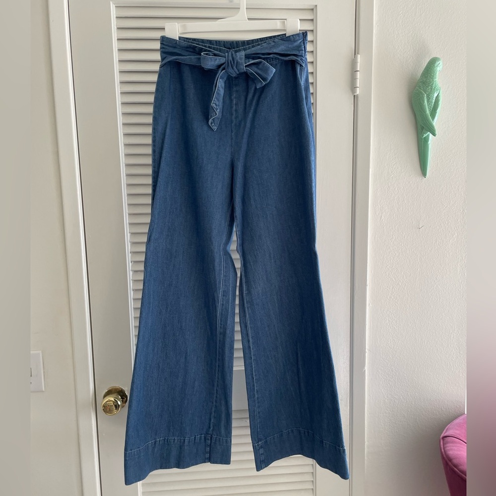 Wide leg trouser jeans with tie